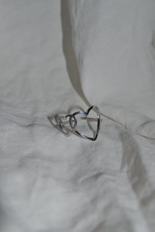 Bague Argentée Cœurs Croisés