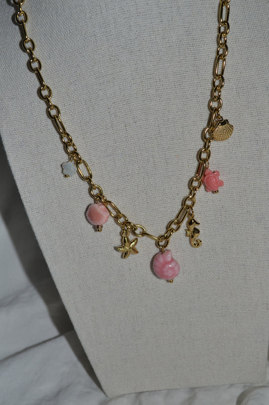 Collier Breloque Coquillage Rose