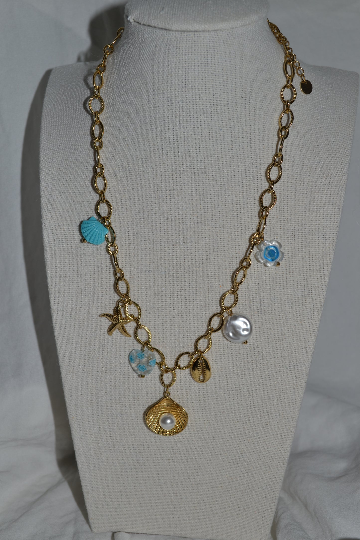 Collier Breloque Coquillage Bleu