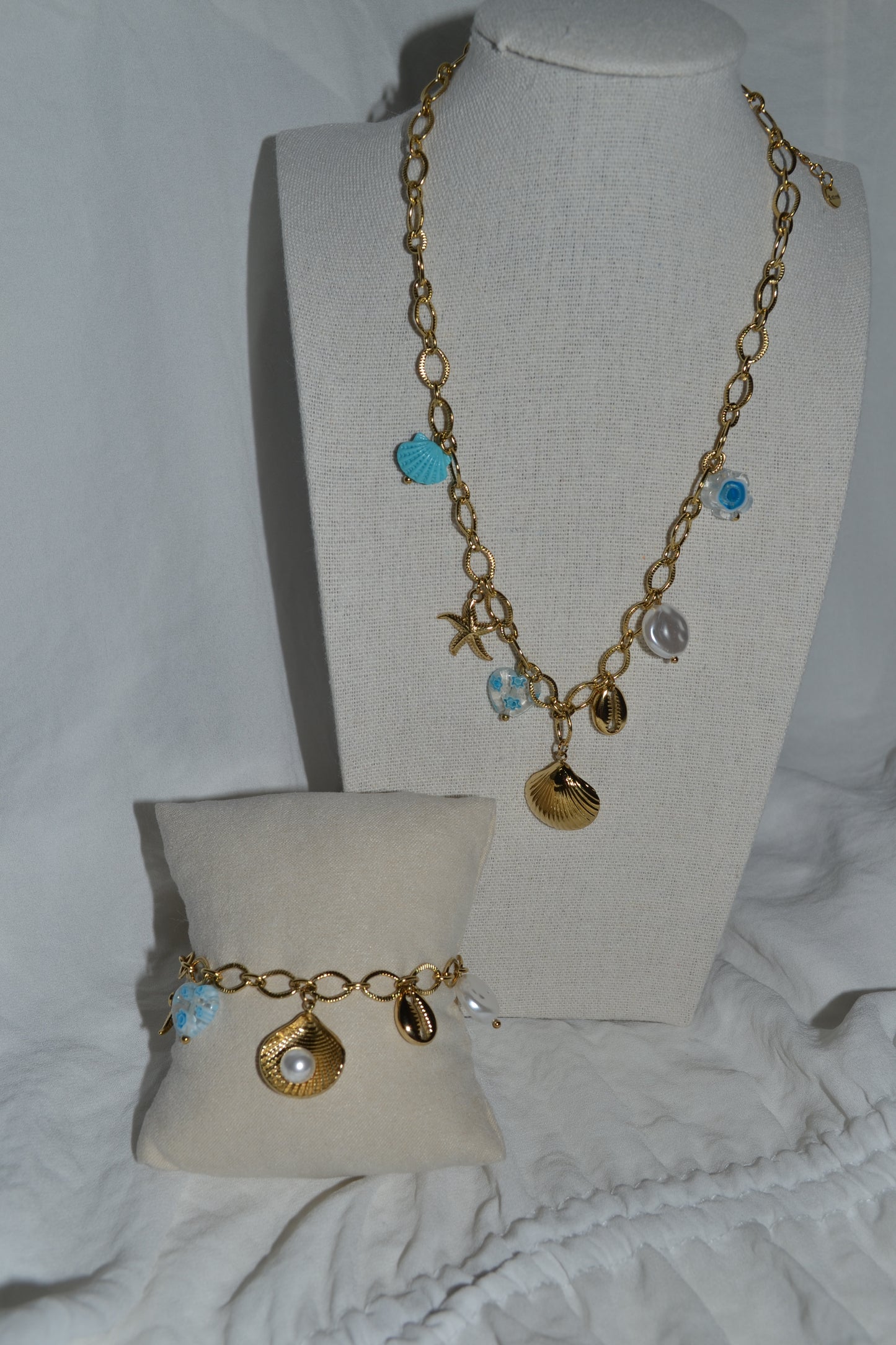 Collier Breloque Coquillage Bleu