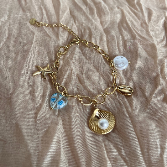 Bracelet Breloque coquillage bleu