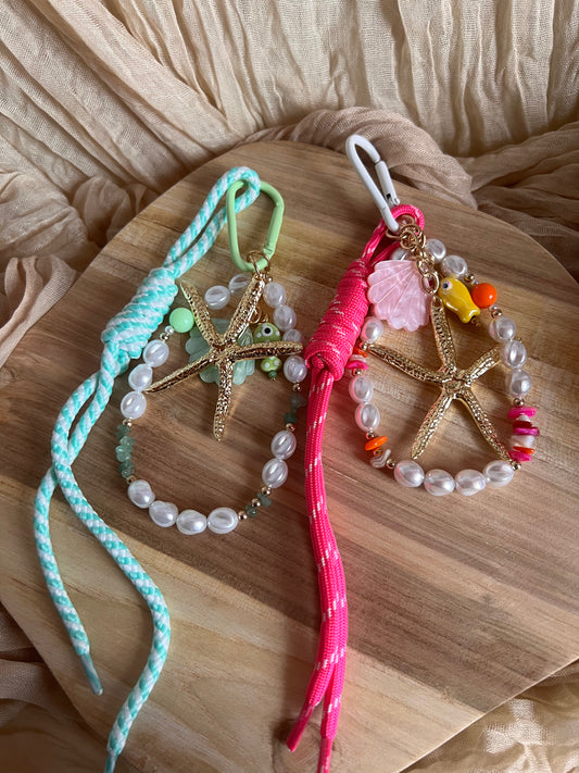 Bijoux de Sac ou Porte Clés Etoile Vert et Fushia.