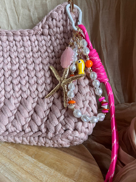 Bijoux de Sac ou Porte Clés Etoile Vert et Fushia.