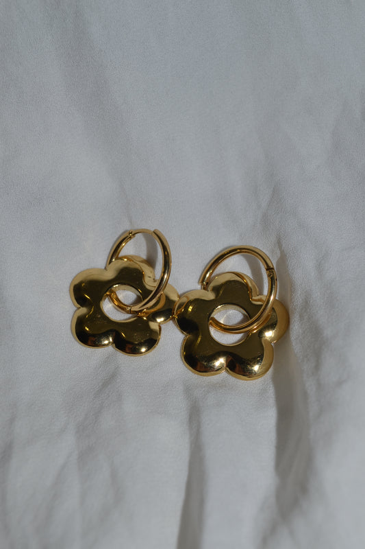 Boucles d'oreilles créoles fleur dorée