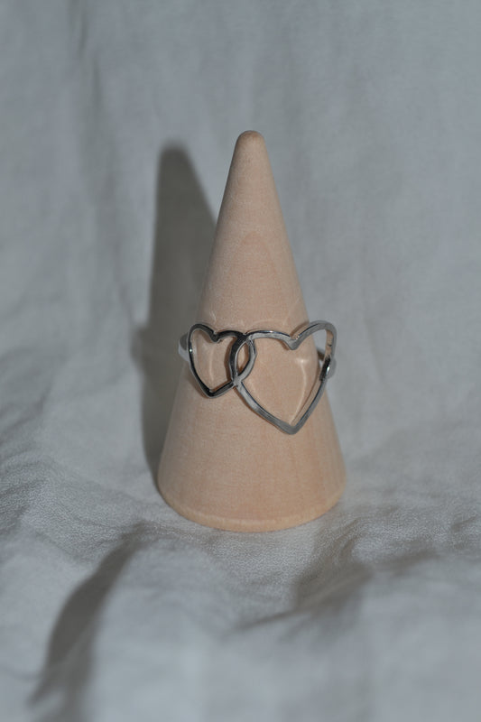 Bague Argentée Cœurs Croisés