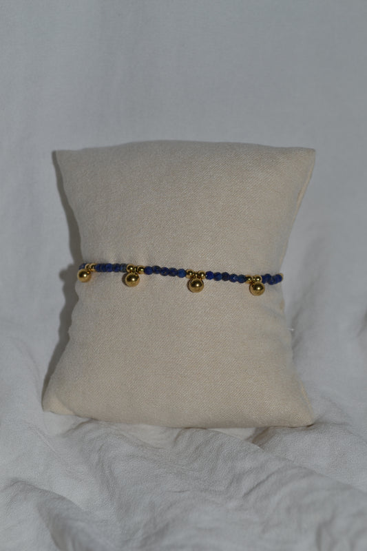 Bracelet Chaîne Dorée Pendentif Pierre Œil de Tigre ou Lapis Lazuli