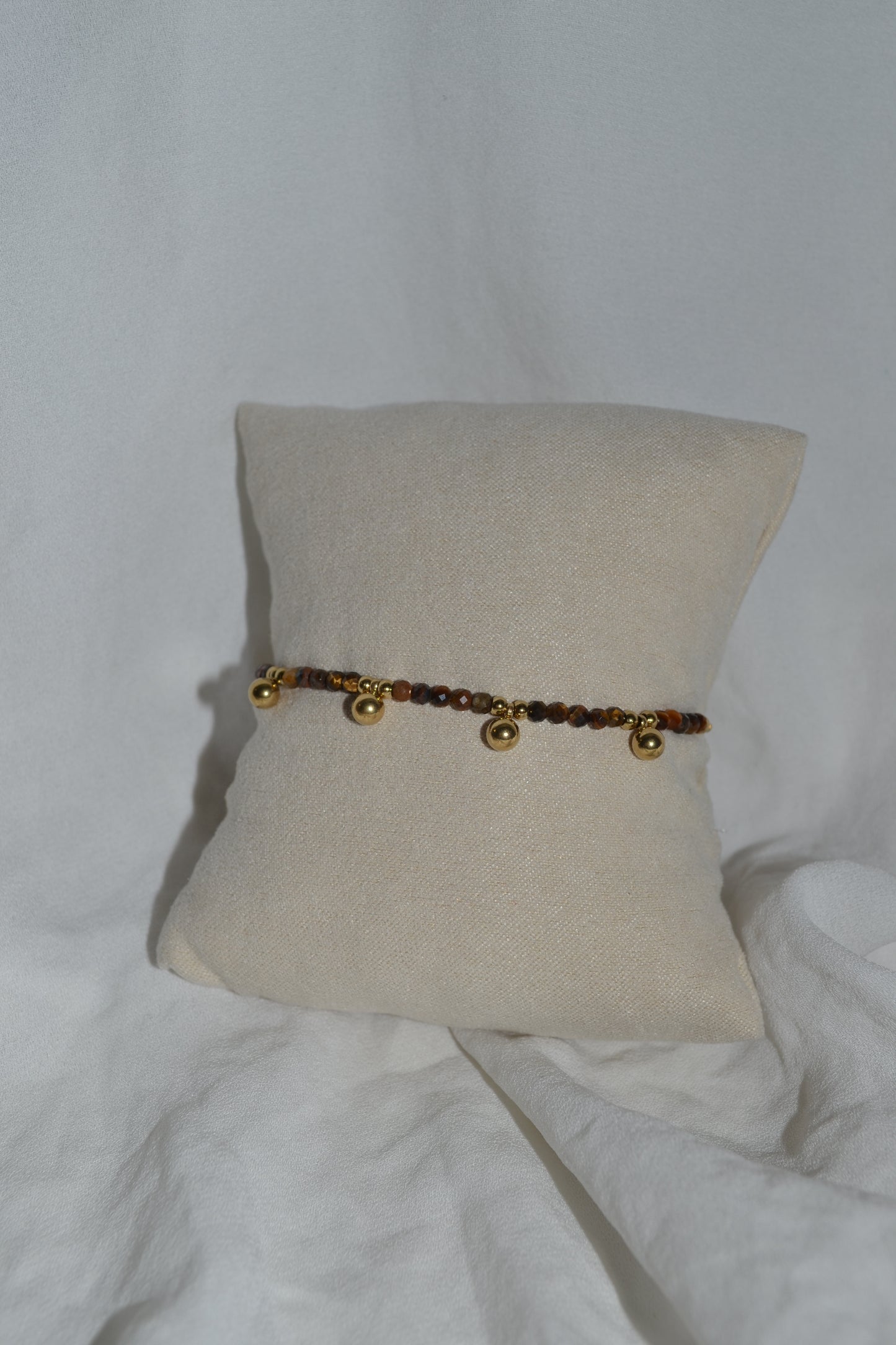 Bracelet Chaîne Dorée Pendentif Pierre Œil de Tigre ou Lapis Lazuli