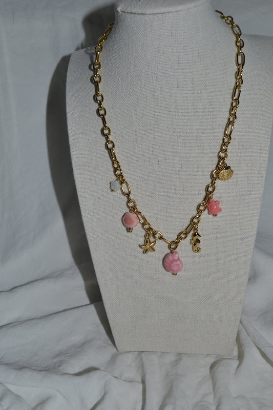 Collier Breloque Coquillage Rose