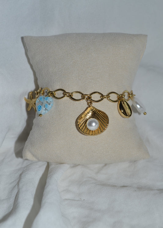 Bracelet Breloque coquillage bleu