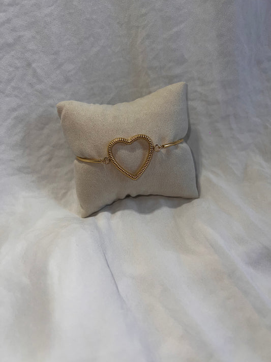 Bracelet doré jonc avec pendentif coeur